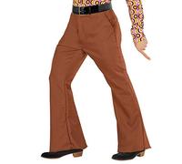 70s retro men's trousers with and without Pattern Hits 70s Disco Fancy Dress, L/XL, brown