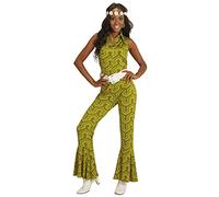 70s retro Wallpaper Green Hits 70 'S 70S Disco Ladies Costume Overall Jumpsuit, m, Green