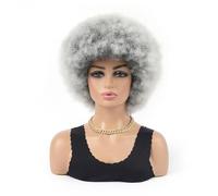 70's Short Kinky Curly Wig, 8inch Glueless Synthetic Wigs with Bangs, Puffy Fluffy Bouncy for Women Daily Fluffy and Natural(TB-0906)
