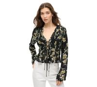 70s-style pleated blouse for women Superdry Noir XS
