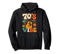70s Vibe Acoustic Guitar Retro Music Flower Power Style Pullover Hoodie