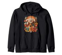 70s Vibe Groovy Hippie Retro 1970s Flower Guitar Outfit Zip Hoodie