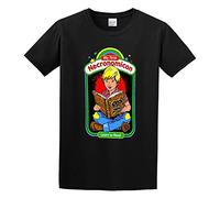 70S Vintage My First Necronomicon Illustration Funny Nostalgia Horror Movies Graphic Halloween Graphic Top Printed Shirt Short Sleeve Tee Mens T Shirt Black 3XL