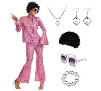 70s Womens Glittery Disco Costume Set,Disco Outfits,Abba Costume Damen | Abba Disco Outfits For Women,Create Dazzling Look For A 70s Disco Night,Suitable Disco Nights, Halloween,And Themed Parties