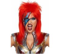 70s Ziggy Stardust Style Deluxe Red Glam Rock Wig David Bowie Fancy Dress