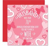 70th Anniversary Card for Men - Annual Reminder - Happy 70 Year Anniversary Card for Husband, 145mm Wedding Anniversaries Greeting Cards
