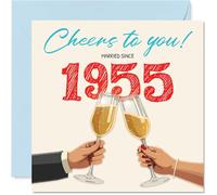 70th Anniversary Card for Women Men - Cheers! Married Since 1955 - Happy 70 Year Anniversary Card for Partner Husband Wife Companion, 145mm Wedding Anniversaries Greeting Cards