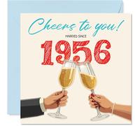 70th Anniversary Card for Women Men - Cheers! Married Since 1956 - Happy 70 Year Anniversary Card for Companion Partner Husband Wife, 145mm Wedding Anniversaries Greeting Cards