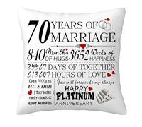 70th Anniversary Cushion Cover Gift for Him Her, 70 Years Anniversary Wedding Gifts Decorations for Couple Boyfriend Girlfriend Men Women Husband Wife, 70 Years of Marriage Pillow Case 45x45cm