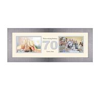 70th Anniversary Photo Frame Platinum Wedding Seventieth Gift Takes Two 6”x4” Landscape Photos 1237A (Brushed Silver Finish Frame Cream Mount Grey Inside)
