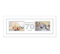 70th Anniversary Photo Frame Platinum Wedding Seventieth Gift Takes Two 6”x4” Landscape Photos 1237A (White Finish Frame White Mount Grey Inside)