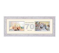 70th Anniversary Photo Frame Platinum Wedding Seventieth Gift Takes Two 6”x4” Landscape Photos 1237A (Shabby Chic Finish Frame Cream Mount Grey Inside)