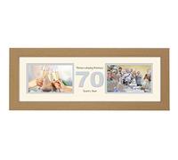 70th Anniversary Photo Frame Platinum Wedding Seventieth Gift Takes Two 6”x4” Landscape Photos 1237A (Oak Finish Frame Cream Mount Grey Inside)