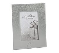70th Birthday 4" x 6" Glitter Mirrored Glass Frame, 70 design