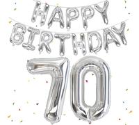 70th Birthday Balloons Banner 70th Birthday Decorations Supplies for Men Woman Sliver Birthday Party Anniversary Decorations (70th)