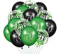 70th Birthday Balloons Green Decorations,15PCs Green Black 70th Happy Birthday Party 12 inch Latex Inflatable Clear Confetti Balloons Supplies for Women Men 70 Years Old Anniversary Birthday Decor