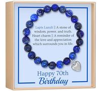 70th Birthday Bracelet with Meaningful Card for Women, Lovely and Sentimental Birthday Gift for 70 Year Old Woman, Made with Natural Lapis Lazuli Stones, 7 inch, 7 inch, Lapis Lazuli, Lapis Lazuli