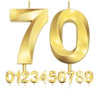 70th Birthday Candle, 3D Design Gold Glitter Number Candles, Cake Topper Decorations, Cake Candle for Birthday Party, Wedding Anniversary, Baby Shower, Party Decoration