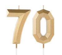 70th Birthday Candle Gold Number 70 Candles 3D Design Cake Topper Decorations Happy Birthday Candle for Women Men Wedding Anniversary Celebrations Party Supplies