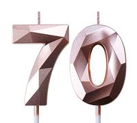 70th Birthday Candles for Cakes Number Candles Rose Gold Cake Candles for Anniversary Birthday Party Decorations Cake Toppers 70th Birthday Cake Candles