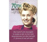 Ladies Who Lunch 70th Birthday Card For Her, Age 70 Funny Birthday Card Female Friend, She Hadn't Yet Managed to Makea Call on Her New Smartphone…, Pink/Multi, 159x235mm