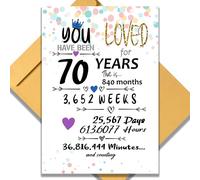 70th Birthday Card for Him or Her. Funny 13x9 In Large Greeting Card 70th vintage Birthday Gifts for Women & Men. Jumbo Vintage Table Decor Cards. Includes 70 Years Loved Card & Mailing Envelope