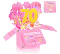 70th Birthday Card for Women, 3D Pop Up Birthday Greeting Card, Pink & Gold 70 Years Old Birthday Decorationsfor Her, Ideal for Mother, Sister, and Special Cousin