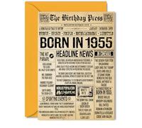 70th Birthday Card for Women Men - Bday Press Newspaper 1955 - Happy 70 Birthday Cards for Uncle Nanny Grandma Cousin Husband Wife, 5x7 Inch Bday Greeting Cards