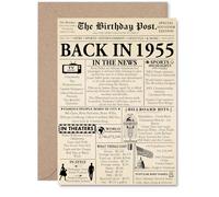 70th Birthday Card for Women Men - Newspaper Back in 1955 - Happy 70 Birthday Cards for Wife Nanny Nan Grandma Auntie Sister, A5 Bday Greeting Cards