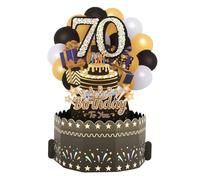 70th Birthday Card Happy 70th Birthday 3D Pop Up Greeting Card 70 th Birthday Gifts with Note and Envelope for 70 Years Old Wife Husband Mother Father Women Men Sister Friends (70th black)