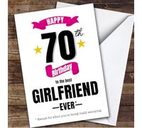 70th Birthday Card Personalised The Best Girlfriend Ever | Custom Card Personalised Cards, For Girlfriend, For Her, Milestone Birthdays, Birthday, 70th