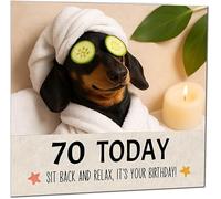 70th Birthday Card - Sit Back and Relax Funny Sausage Dog Birthday Card for 70 Year old Seventy, Seventieth