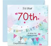 70th Birthday Cards for Men - Party Bunting - Happy Birthday Card for 70 Year Old Man Husband Dad Uncle Grandad, 145mm Bday Greeting Cards