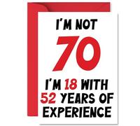 70th Birthday Cards for Men Women - Not 70 Im 18 With 52 Years Experience - Happy Birthday Card for 70 Year Old Man Woman Cousin Wife Grandma Husband, A5 Bday Greeting Cards