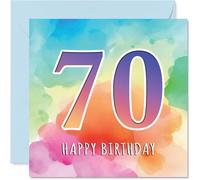 70th Birthday Cards for Women and Men, Colourful Watercolour Age