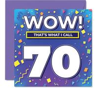 70th Birthday Cards for Men Women - WOW Thats What I Call - Happy Birthday Card for 70 Year Old Man Woman Cousin Wife Grandma Husband, 145mm Bday Greeting Cards