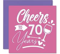 70th Birthday Cards for Women - Cheers - Happy Birthday Card for 70 Year Old Woman Grandma Granny Nanny Auntie, 145mm Bday Greeting Cards