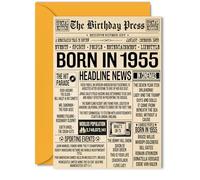 70th Birthday Cards for Women Men - Born In 1955 Newspaper - Happy 70 Birthday Card for Grandma Grandad Nan Vintage Retro Back In 1955, 5x7 Inch Bday Greeting Cards