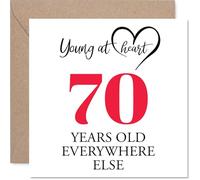 70th Birthday Cards for Women Men - Young at Heart - Happy Birthday Card for 70 Year Old Woman Man Nan Grandma Auntie Grandad, 145mm Bday Greeting Cards