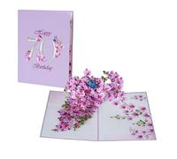 70th Birthday Cards For Women Mum Sister Daughter | Pop Up 3D Female Friend Mum Ladies Auntie Happy Birthday Happy Nan Greeting Card (Size 15x30cm - Birthday Orchid 70th)