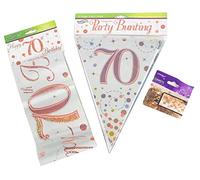 70th Birthday Decoration Kit Age 70 Decorations Banner Bunting Confetti Rose Gold FANCYDRESSCOZ FDC Him Her Men Women