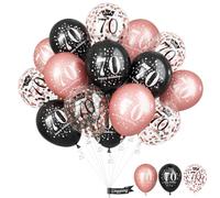 70th Birthday Decorations for Women, Black Rose Gold Happy 70th Birthday Latex Balloons Set, Pack of 15 70th Party Decor Balloons for Age 70 Years Old Birthday Party Decoration Celebration Supplies