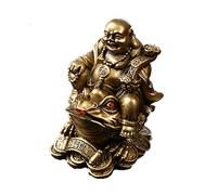 70th Birthday Decorations Gift Room Decor Aesthetic Maitreya Home Office Car Ornaments Decoration Bless Safety Wealth Feng Shui Polyresin Laughing Buddha Sit On Money Frog Toad Gold Statue