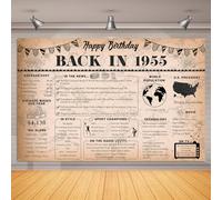 70th Birthday Decorations Vintage Back in 1955 Backdrop Banner, 6 x 4 ft Vintage 1955 Happy Birthday Photography Background Supplies