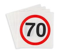 70th Birthday Decorative Napkins Traffic Sign Red/White - Original Birthday Decoration 70th for a Successful 70th Birthday Man or Woman Tiwoca