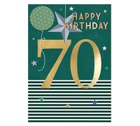 70th Birthday for Him Golden Years Ahead! Contemporary Birthday Card ELML047