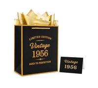 70th Birthday Gift Bag Vintage 1956 with Card Tissue Paper Party Bag
