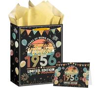 70th Birthday Gift Bag with Greeting Card and Tissue Paper, 1956 Rainbow Birthday Presents for Dad, Grandad, Husband, or Friend, Perfect for Any 70th Celebration
