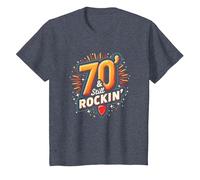 70th Birthday Gift for Men - 70 & Still Rockin' T-Shirt, Kids, Heather Blue, 3 Years