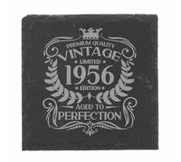 70th Birthday Gift for Men Vintage 1956 Aged to Perfection Engraved Slate Coaster Present for 70 Year Old Etched Natural Slate Placemat (Square Slate)